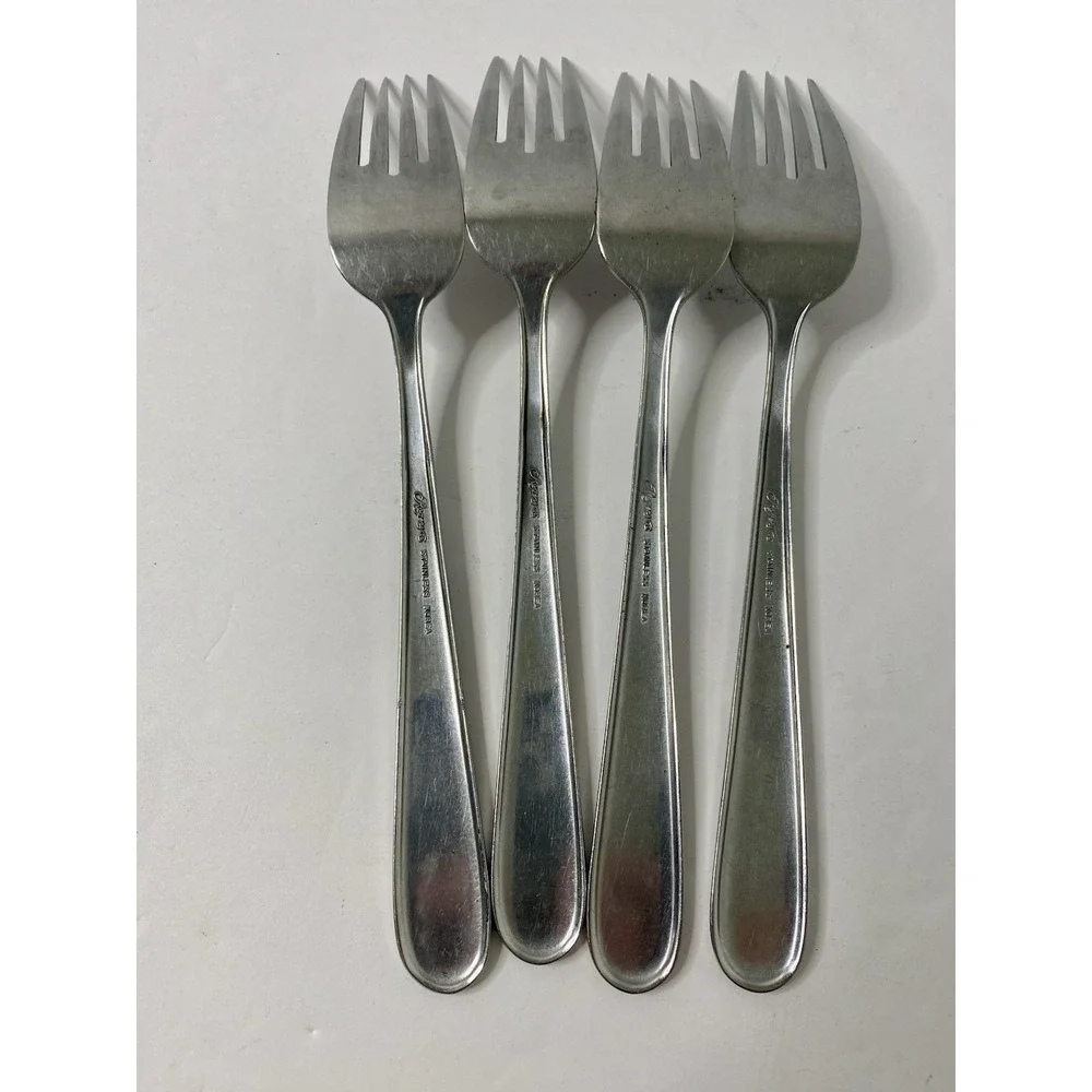 4 Rogers Beaded Elegance Stainless Korea Tablespoons Dinner Forks 7-1/2
